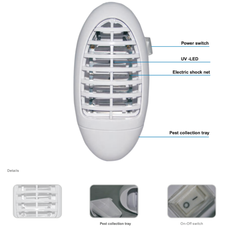 2W UV-LED Mosquito Killer Lamp – Electric Shock Net, 10m² Coverage, Compact & Portable