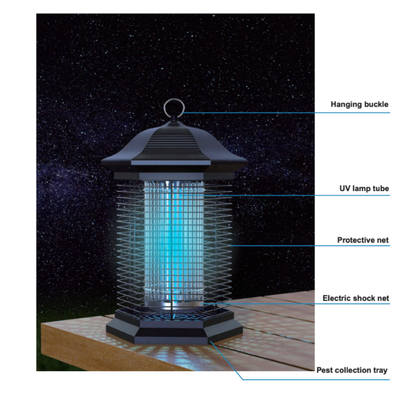 18W High-Power Mosquito Killer Lamp - 100m² Coverage, Electric Shock Net with Hanging Hook