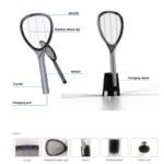2W UV-LED Rechargeable Mosquito Killer Lamp – Portable Electric Shock Net, 10m² Coverage, Cordless & Wall-Mountable